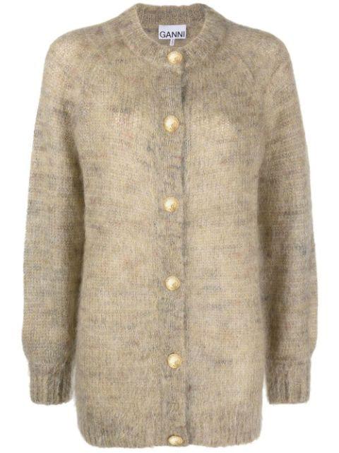brushed-effect crew-neck cardigan by GANNI