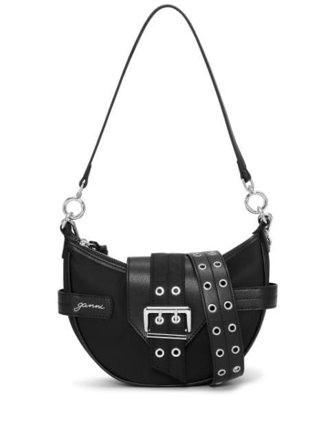 buckle-detail logo-patch shoulder bag by GANNI
