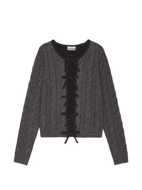 cable-knit tie-detail cardigan by GANNI