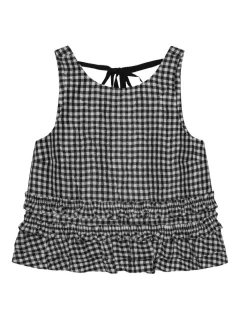 check-print ruffled top by GANNI