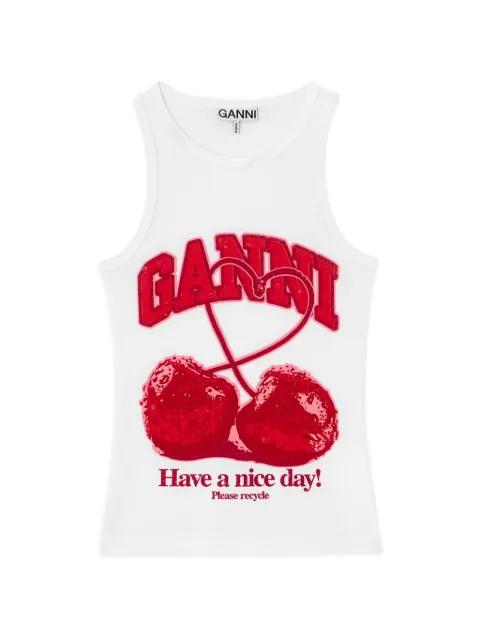 cherry-print tank top by GANNI