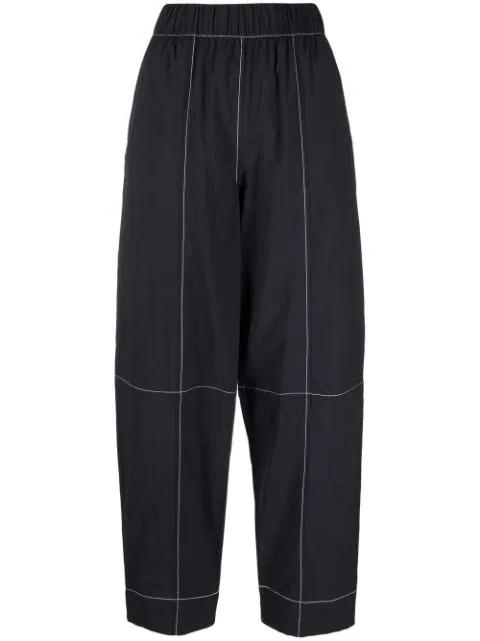 contrast-stitching straight trousers by GANNI
