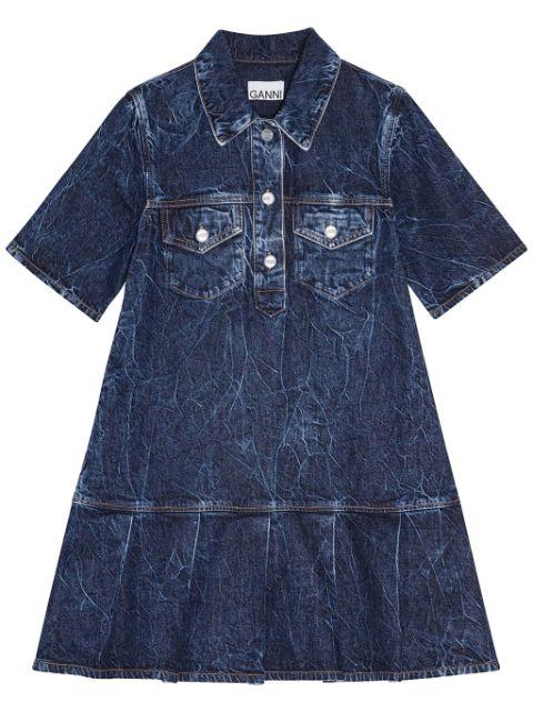 crinkled denim mini dress by GANNI