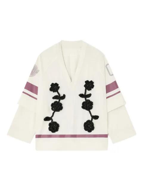 crochet-flowers jersey top by GANNI