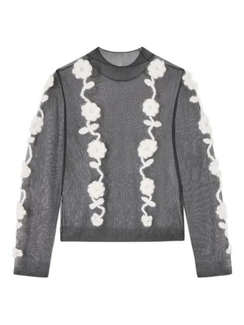 crochet-flowers mesh top by GANNI