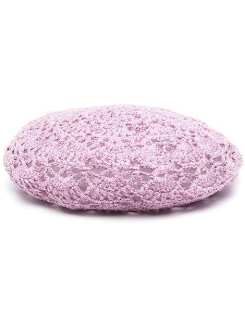 crochet-knit beret by GANNI