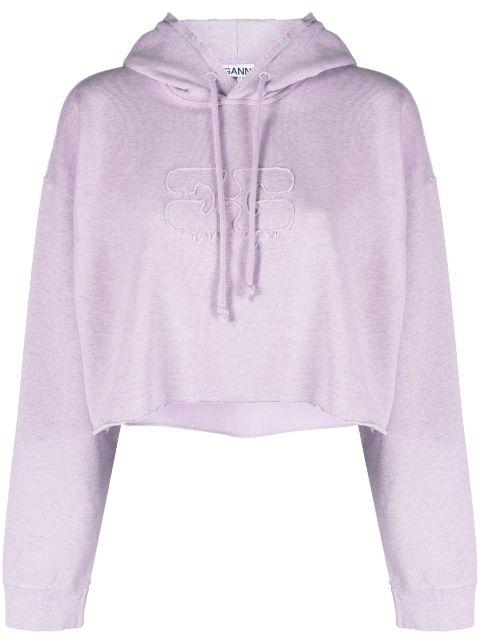 cropped organic cotton hoodie by GANNI