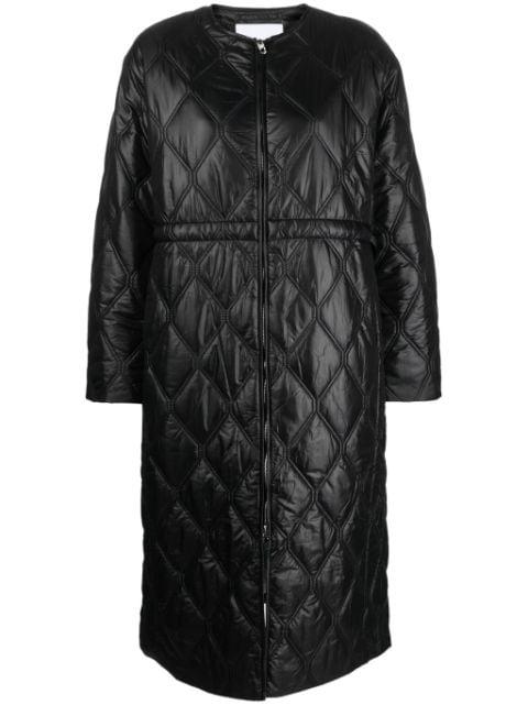 diamond-quilted zip-up raincoat by GANNI