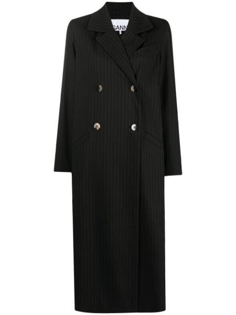double-breasted striped coat by GANNI