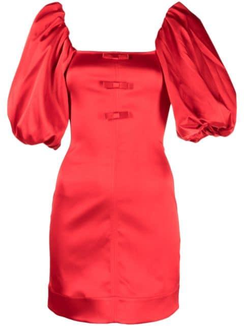 double-satin puff-sleeve minidress by GANNI