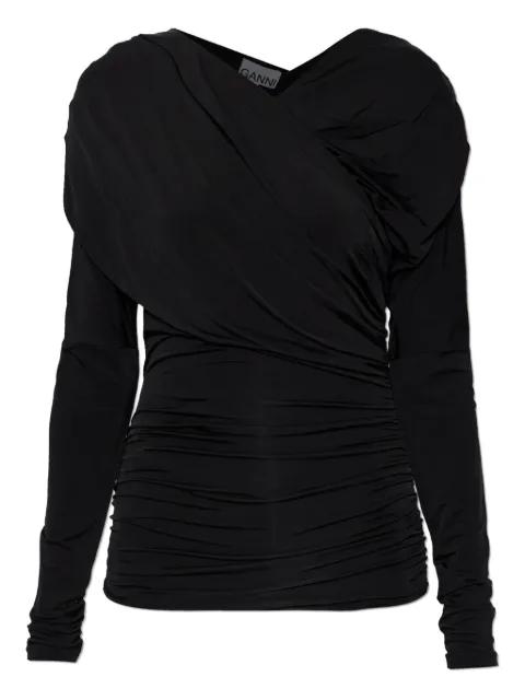 draped long-sleeve top by GANNI