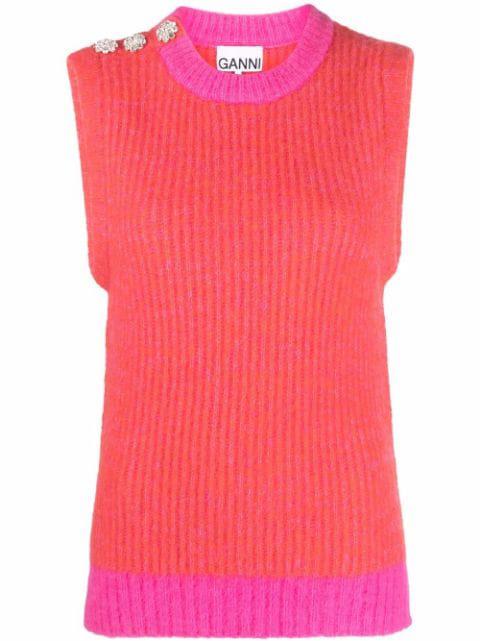 embellished wool-blend vest by GANNI