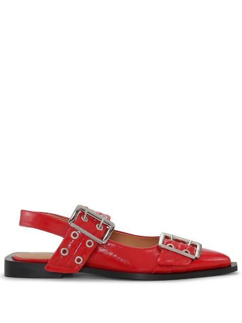 eyelet-detail leather ballerinas by GANNI