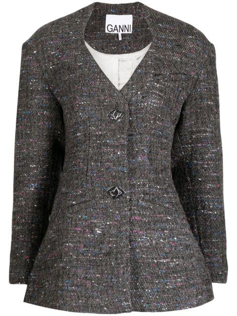 fitted wool-blend blazer by GANNI