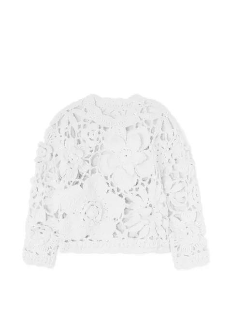 floral-appliqué crochet-knit sweater by GANNI
