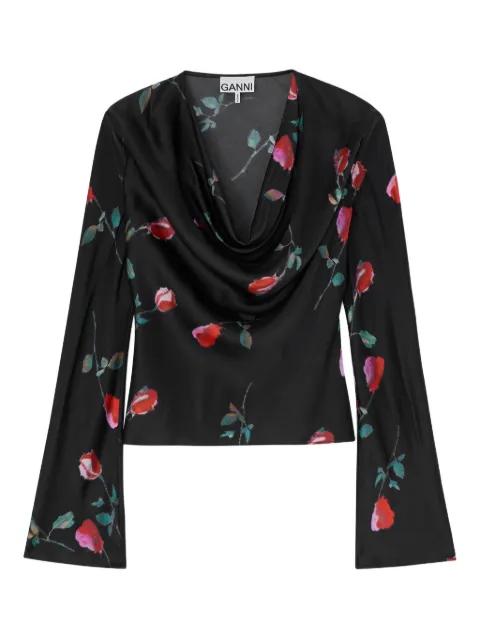 floral cowl-neck top by GANNI
