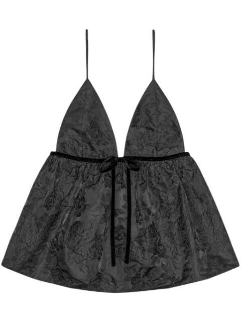floral-jacquard flared tank top by GANNI