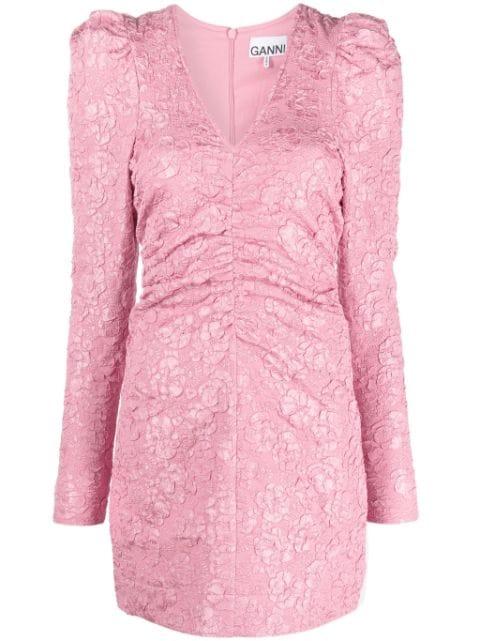 floral-jacquard tonal minidress by GANNI