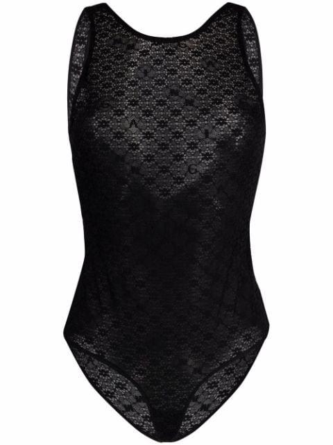 floral-lace bodysuit by GANNI