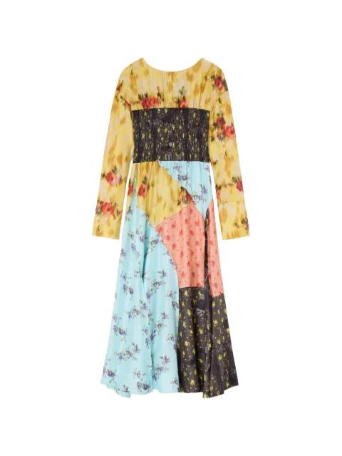 floral-patchwork smocked maxi dress by GANNI