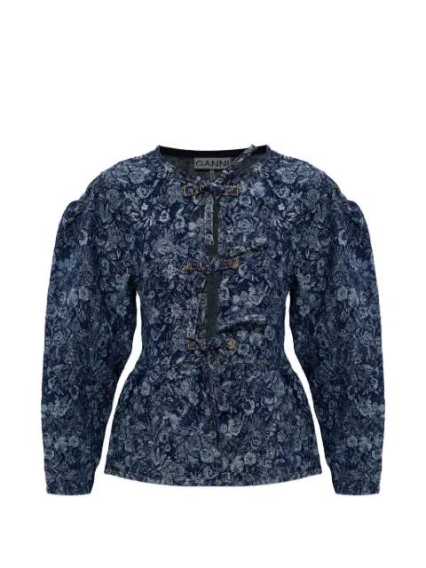 floral-pattern denim blouse by GANNI