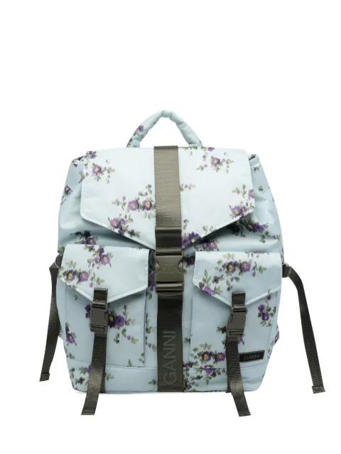 floral-print buckle-fastening backpack by GANNI