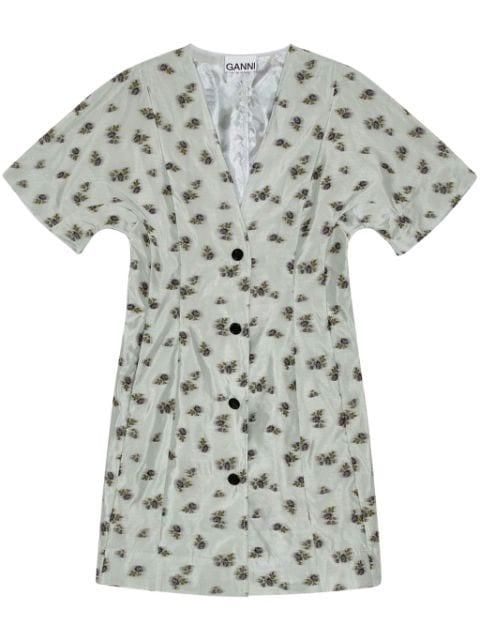 floral print buttoned minidress by GANNI
