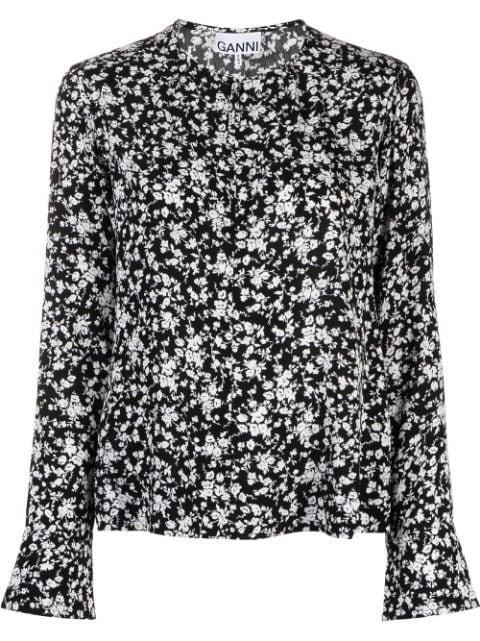 floral-print crepe blouse by GANNI