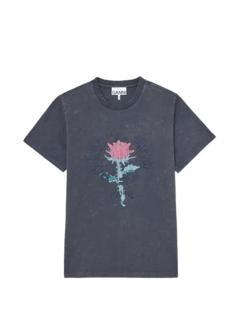 floral-print crew-neck T-shirt by GANNI