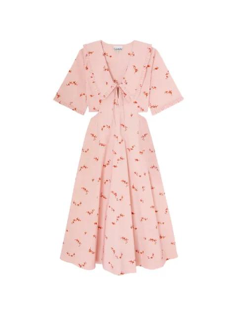 floral-print cut-out midi dress by GANNI