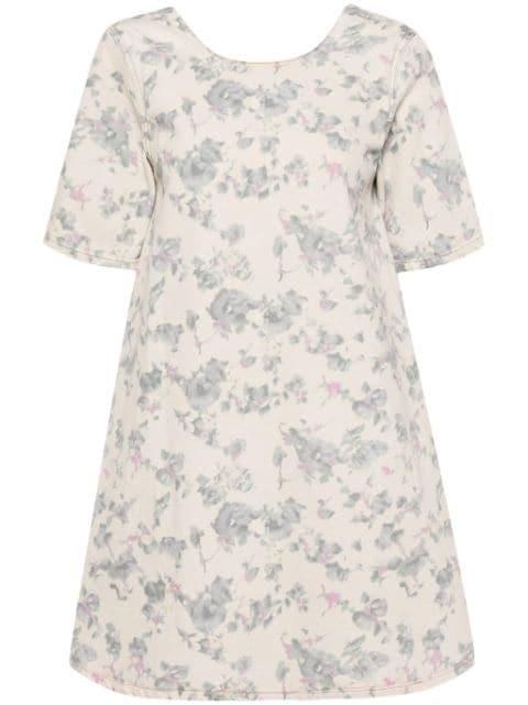 floral-print denim dress by GANNI