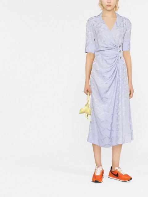 floral-print draped midi dress by GANNI
