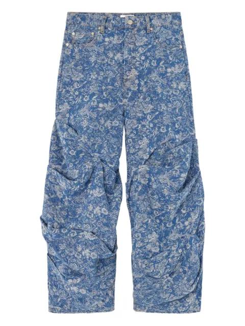 floral-print gathered jeans by GANNI