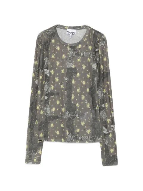 floral-print long-sleeve T-shirt by GANNI