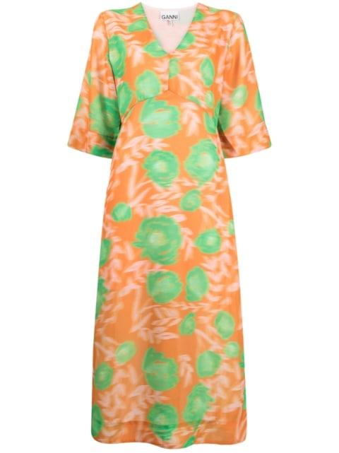 floral-print midi dress by GANNI