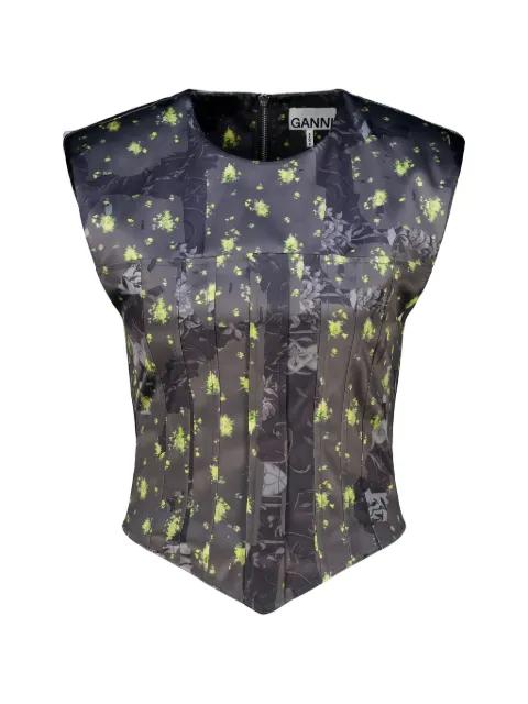 floral-print panelled top by GANNI