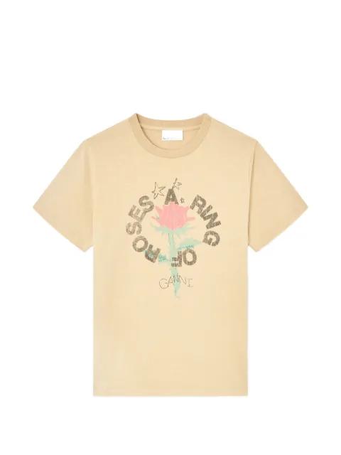 floral-print round-neck T-shirt by GANNI