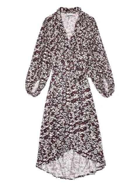 floral-print wrap midi dress by GANNI