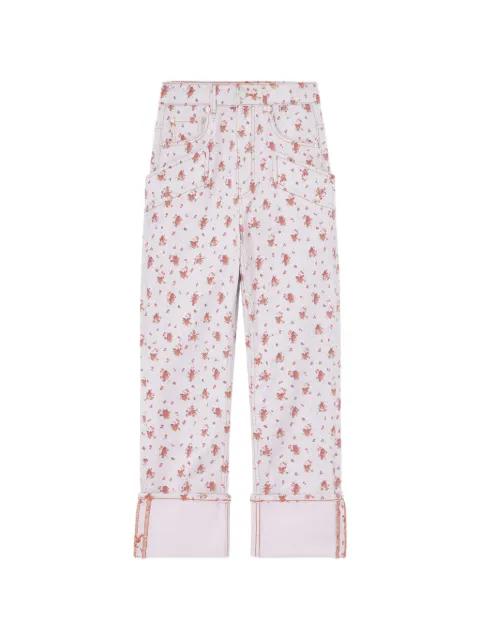 floral roll-up jeans by GANNI