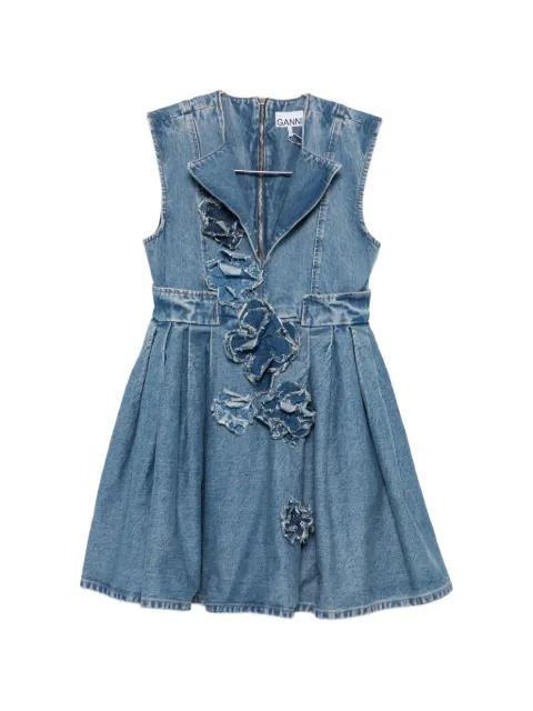 flower-appliqué sleeveless mini dress by GANNI