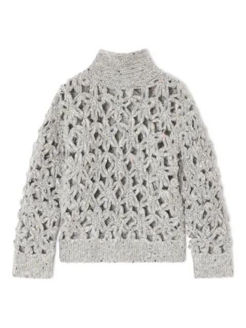 flower crochet alpaca sweater by GANNI
