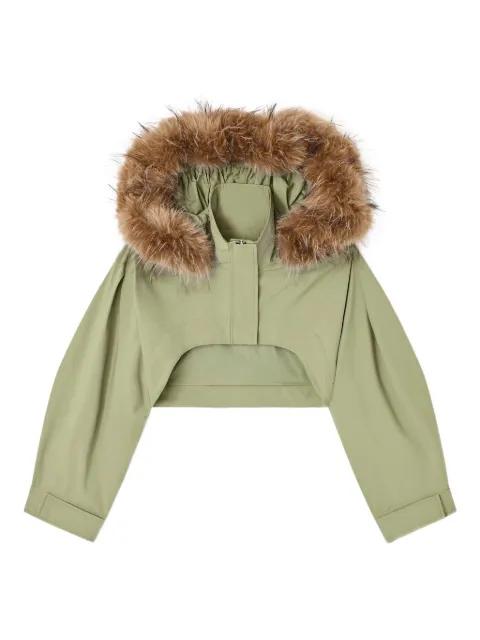 fur-trimmed cropped jacket by GANNI