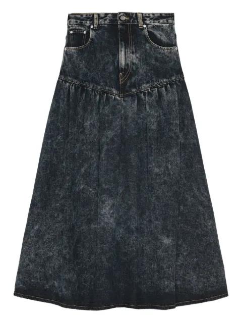 gathered-detail denim skirt by GANNI