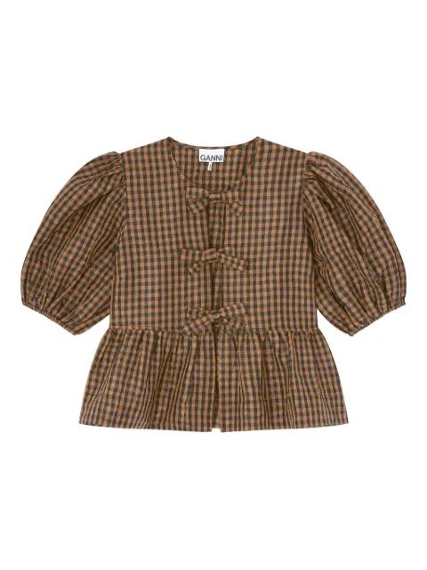 gingham bow blouse by GANNI