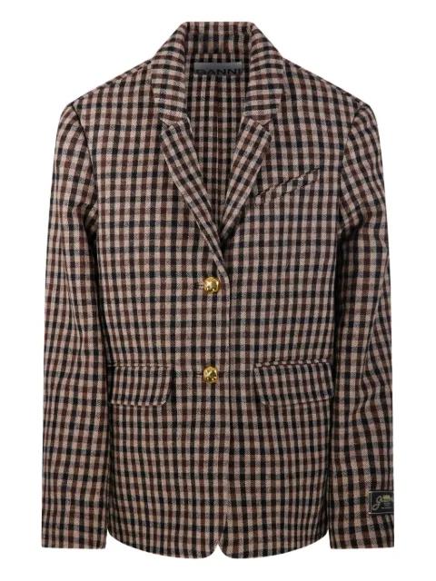 gingham check buttoned blazer by GANNI