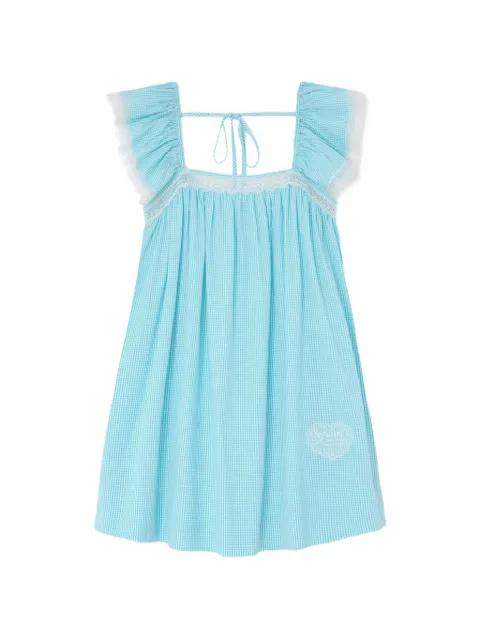 gingham lace-trimmed dress by GANNI