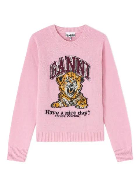 graphic crewneck knitwear by GANNI graphic crewneck knitwear by GANNI