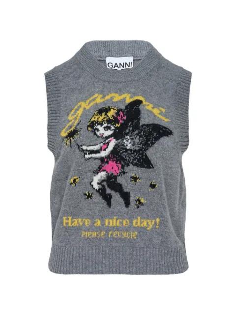 graphic-intarsia knitted vest by GANNI