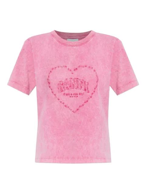 heart-embroidered T-shirt by GANNI