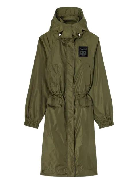 hood logo-patch coat by GANNI